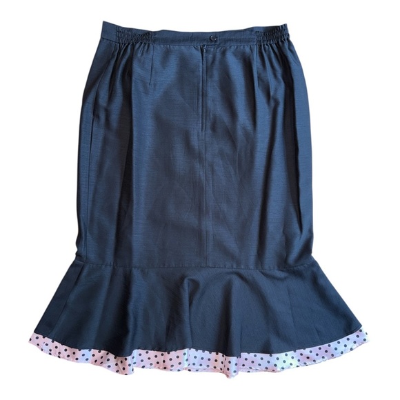 Blue Knee-Length Ruffled Trumpet Skirt - Picture 3 of 4